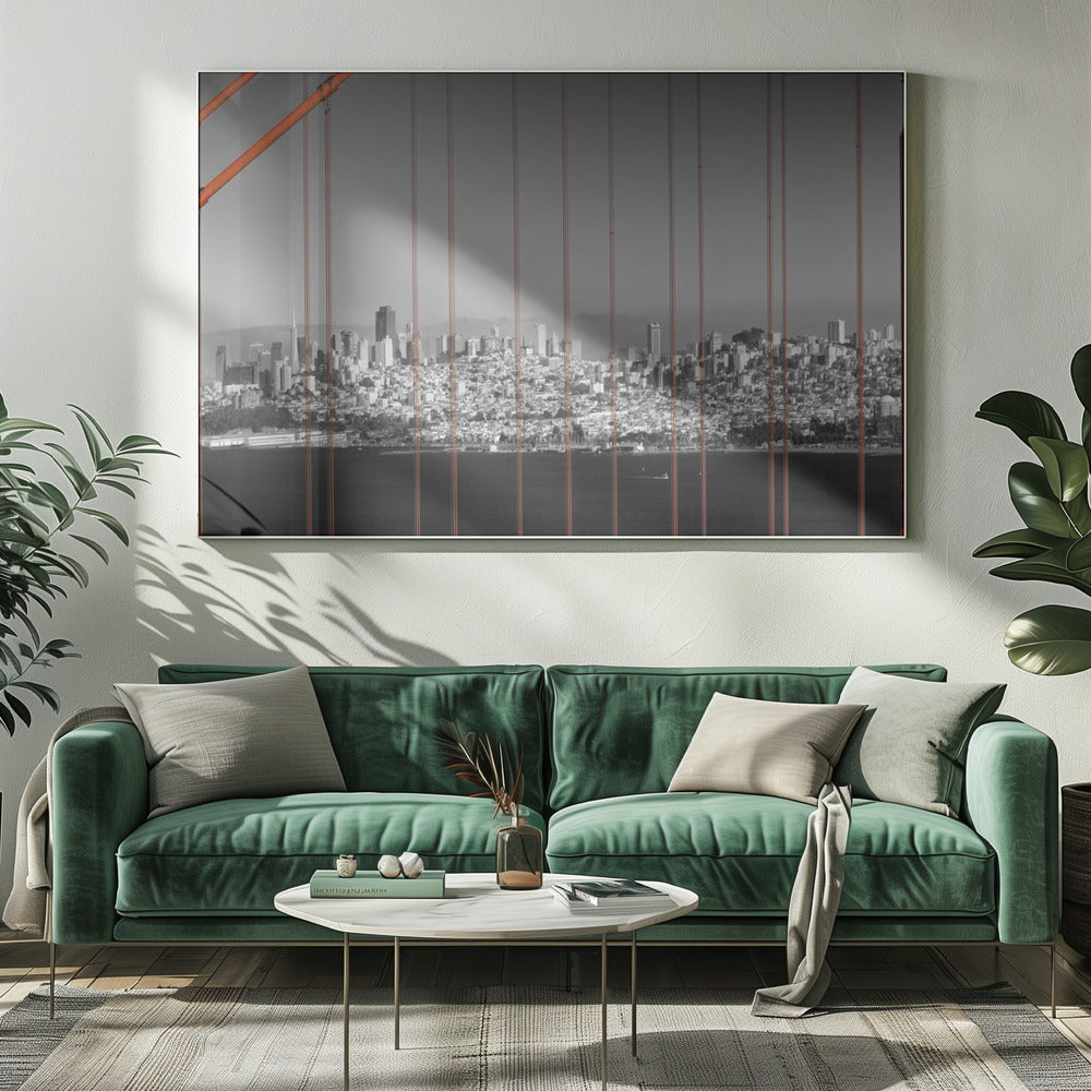 Golden Gate Bridge - Panoramic Downtown View Poster