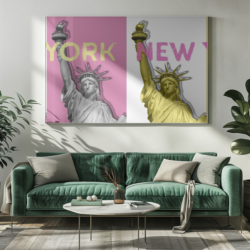 POP ART Statue of Liberty | pink &amp; yellow Poster