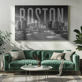 BOSTON Skyline Monochrome Poster