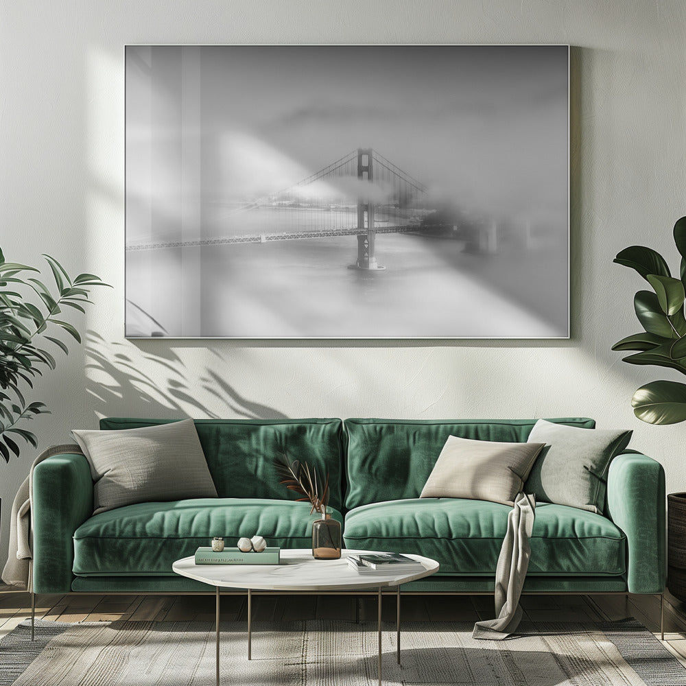 Foggy Golden Gate Bridge | monochrome Poster