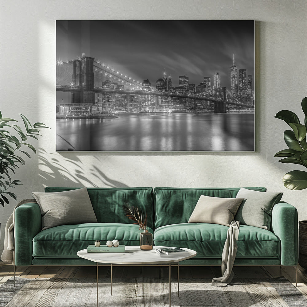 BROOKLYN BRIDGE Nightly Impressions - Monochrome Poster