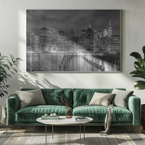 NEW YORK CITY Monochrome Night Impressions - Panoramic Poster