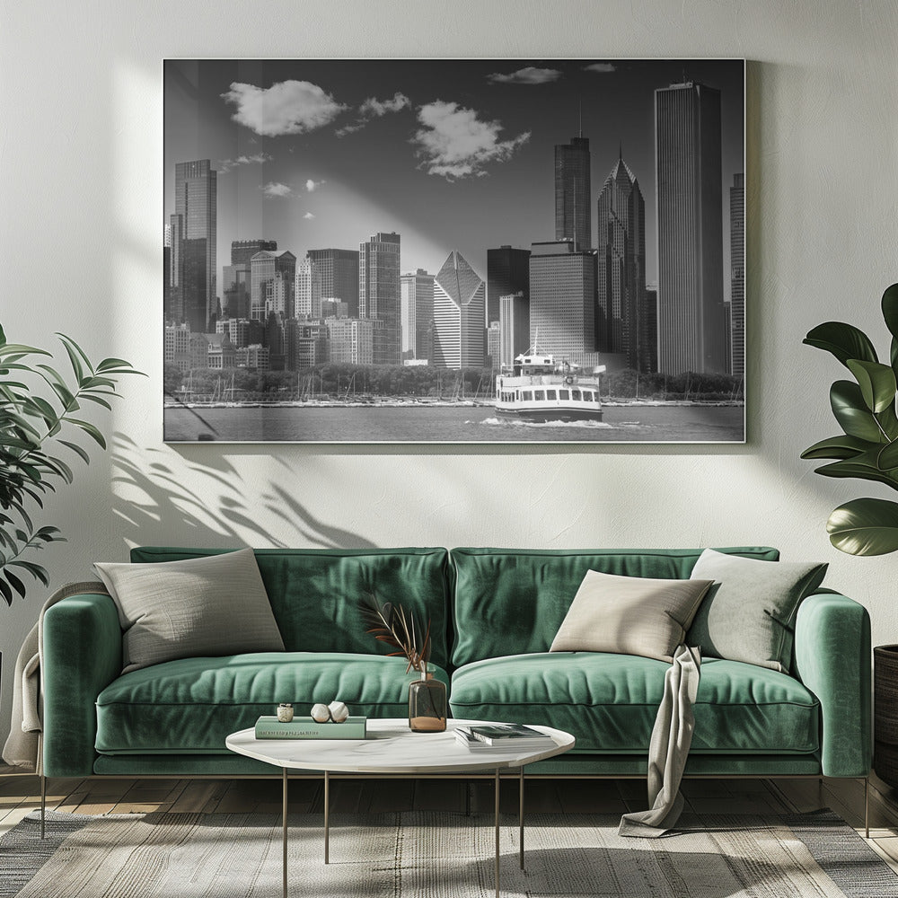 CHICAGO Monochrome Skyline Poster