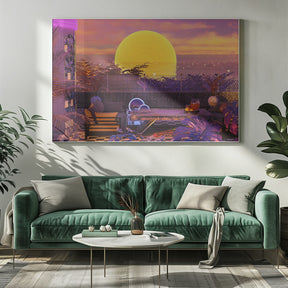 Retro Futurism Vaporwave Sunset Poster