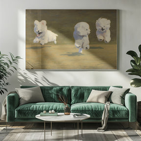 Three Dogs Running Poster