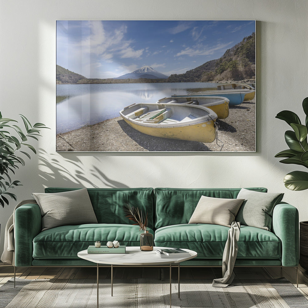 Idyllic Lake Shoji with Mount Fuji Poster