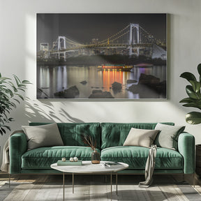 Gorgeous Rainbow Bridge with Tokyo Skyline in the evening Poster