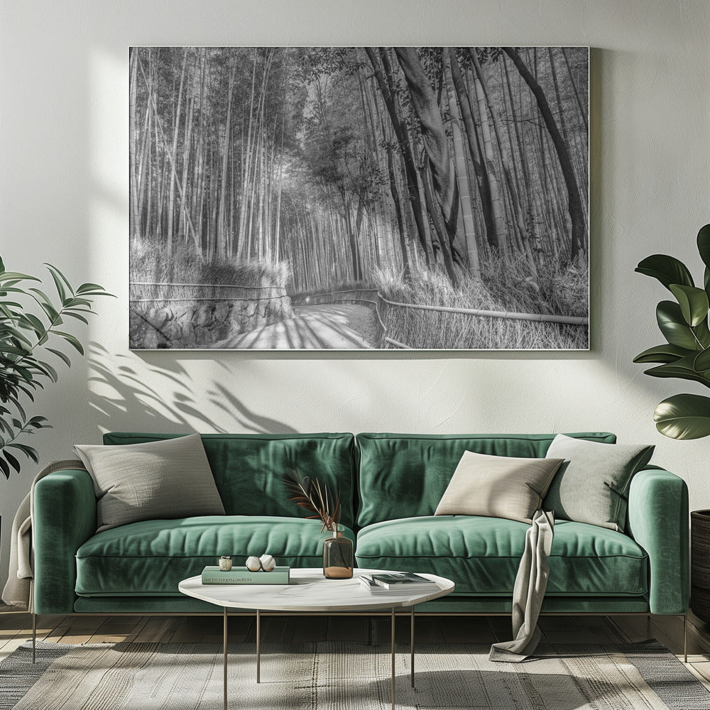 Impressive Arashiyama Bamboo Forest - monochrome Poster