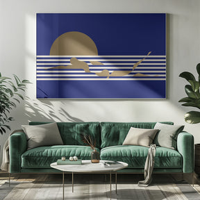 Swimmer Horizontal / Blue Poster