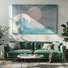 Landscape Sun waves blue Poster