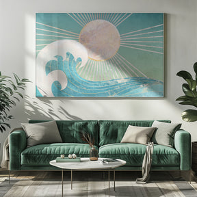 Landscape Sun waves turquoise Poster