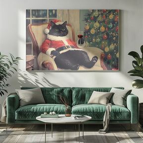 Christmas Chilling Cat Poster