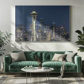 Breathtaking Seattle skyline at blue hour Poster