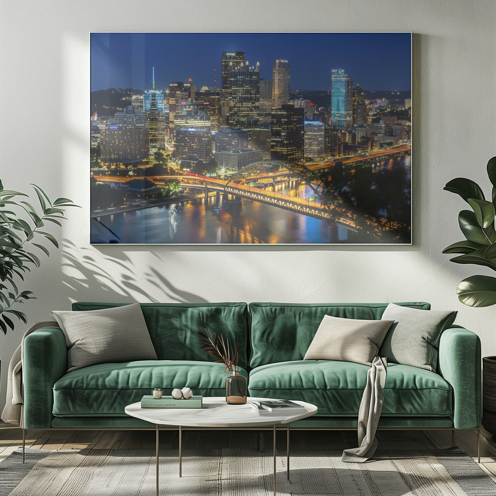 Amazing Pittsburgh Skyline in the Evening Poster