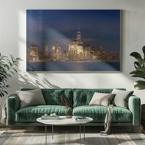 Lower Manhattan Skyline at Night Poster