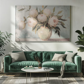 Peonies Flower Still Life Poster