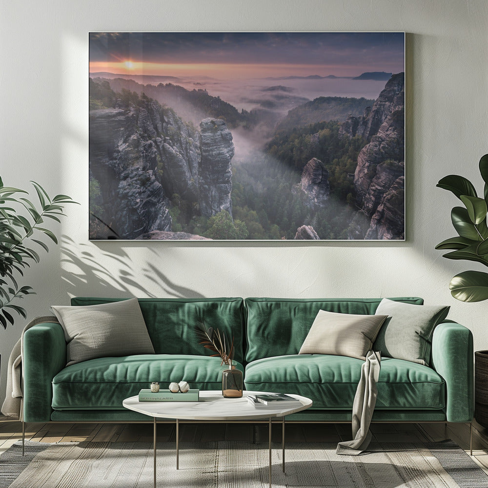 Sunrise on the Rocks Poster