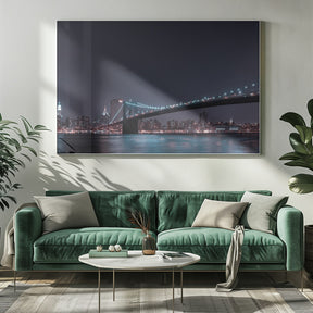 Manhattan Skyline and Brooklyn Bridge Poster