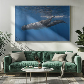 Sperm whale family Poster