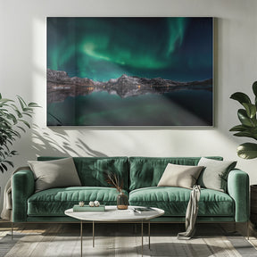 Lofoten Aurora Reflection Poster