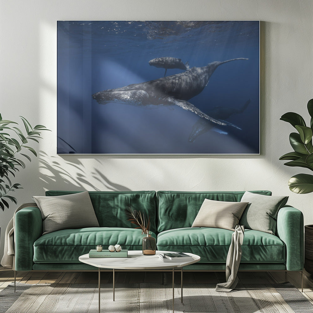 Humpback whale family's Poster