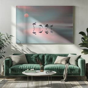 Family flamingos. Poster