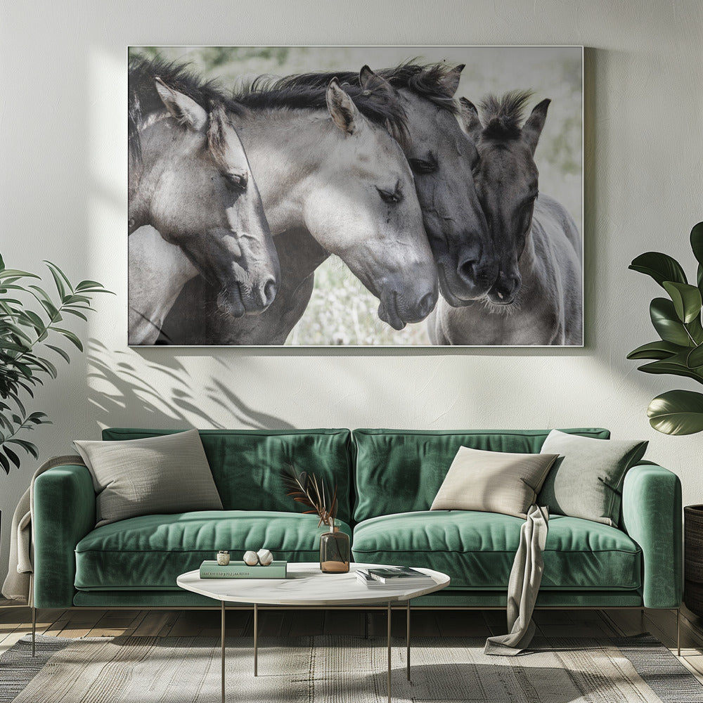 Four Konik Horses Poster