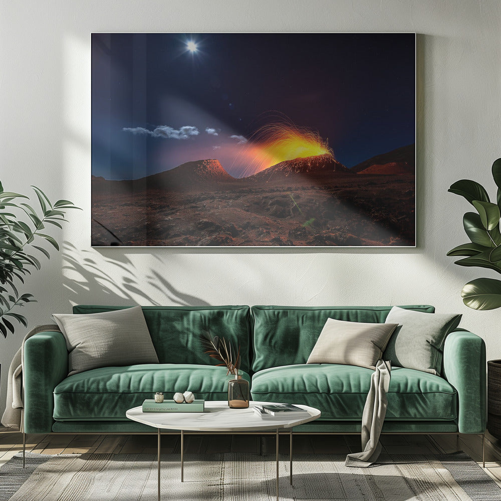 Lava flow with the moon Poster