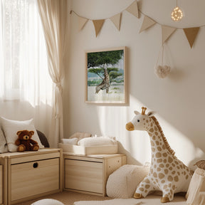 Giraff Stretch In Serengeti Poster