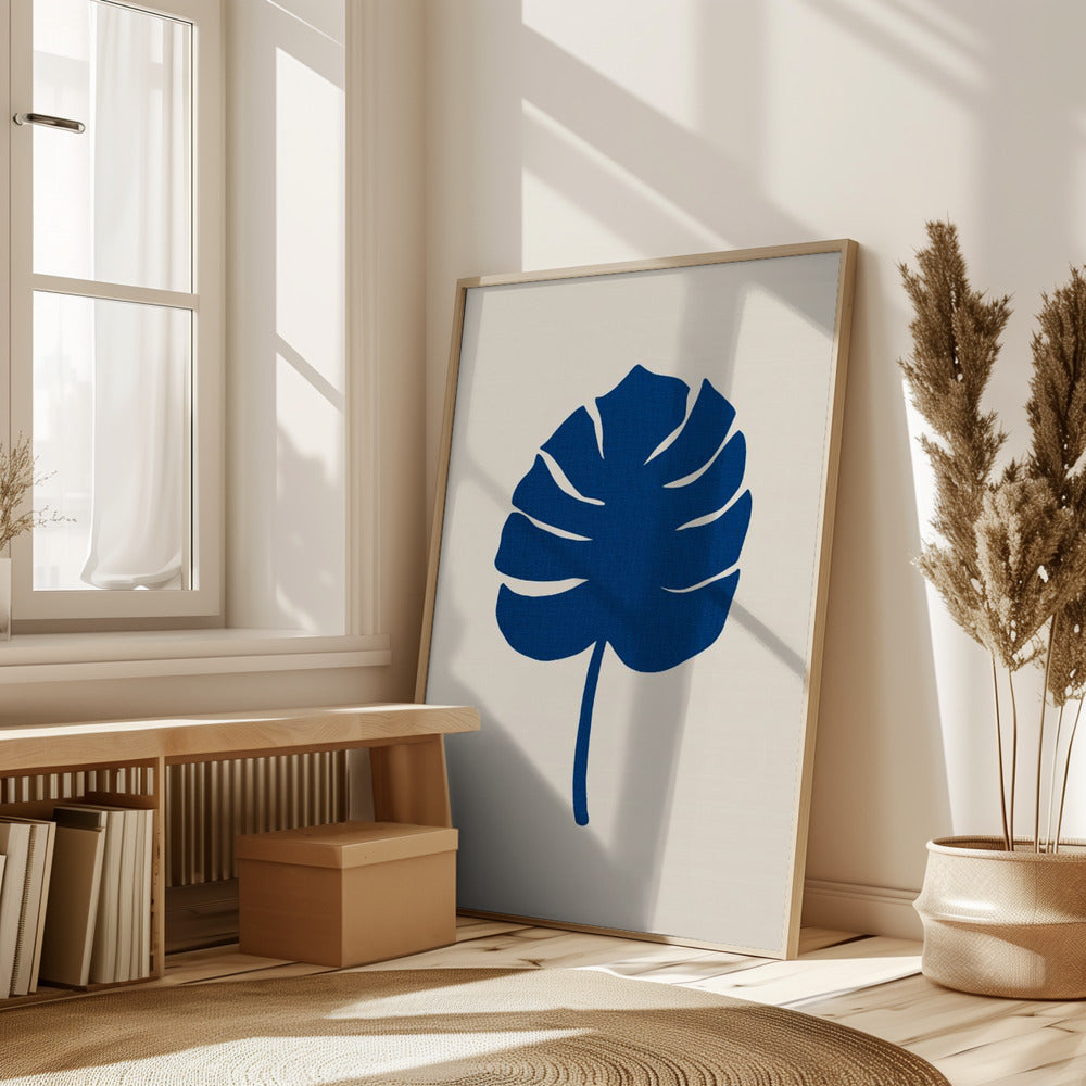 Monstera Canvas Blue Poster