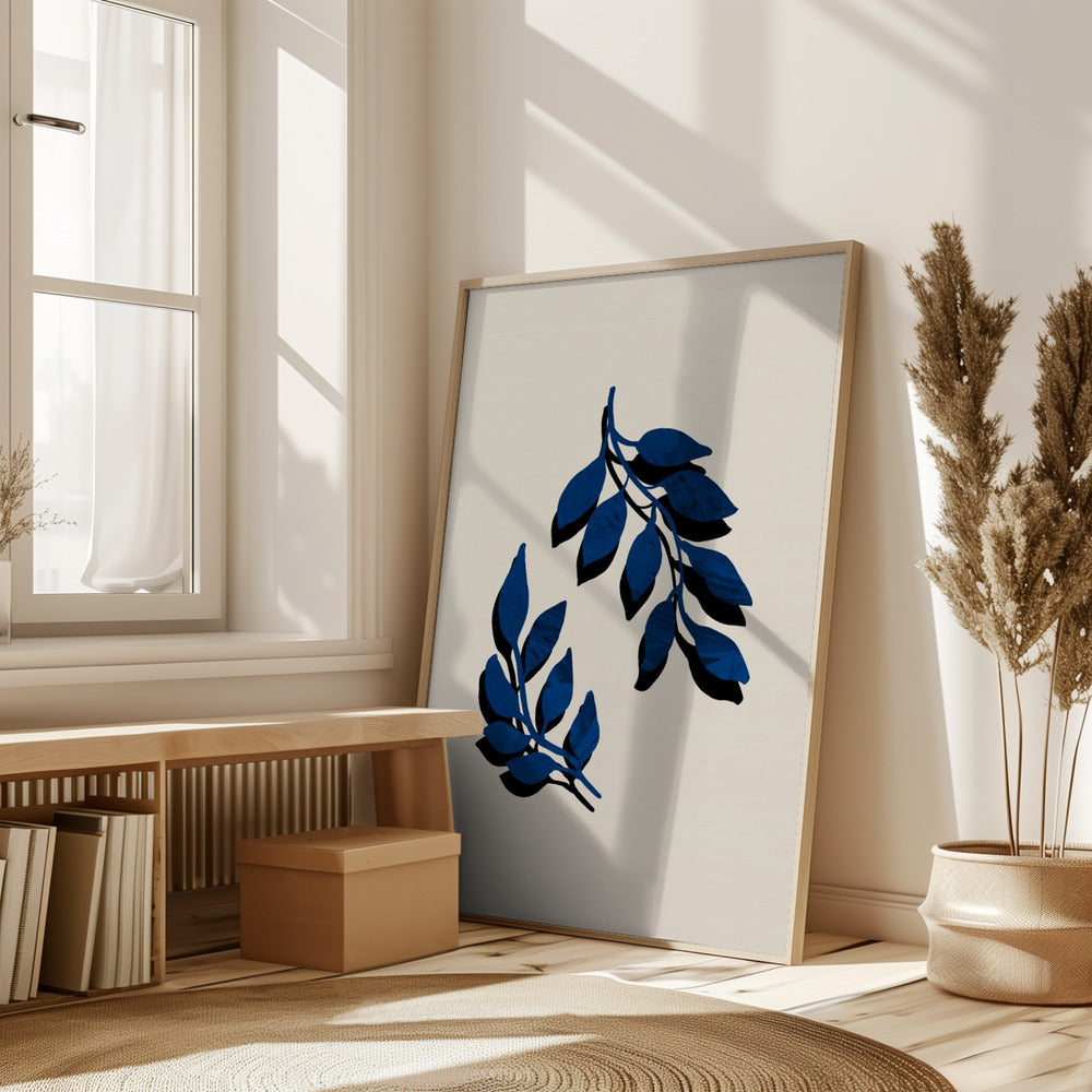 Blue Twig Brush Poster