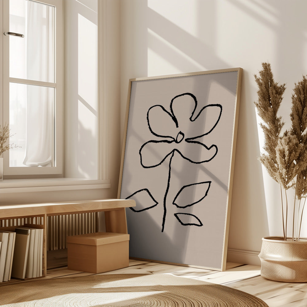 Oil Pastel Flower Black Poster