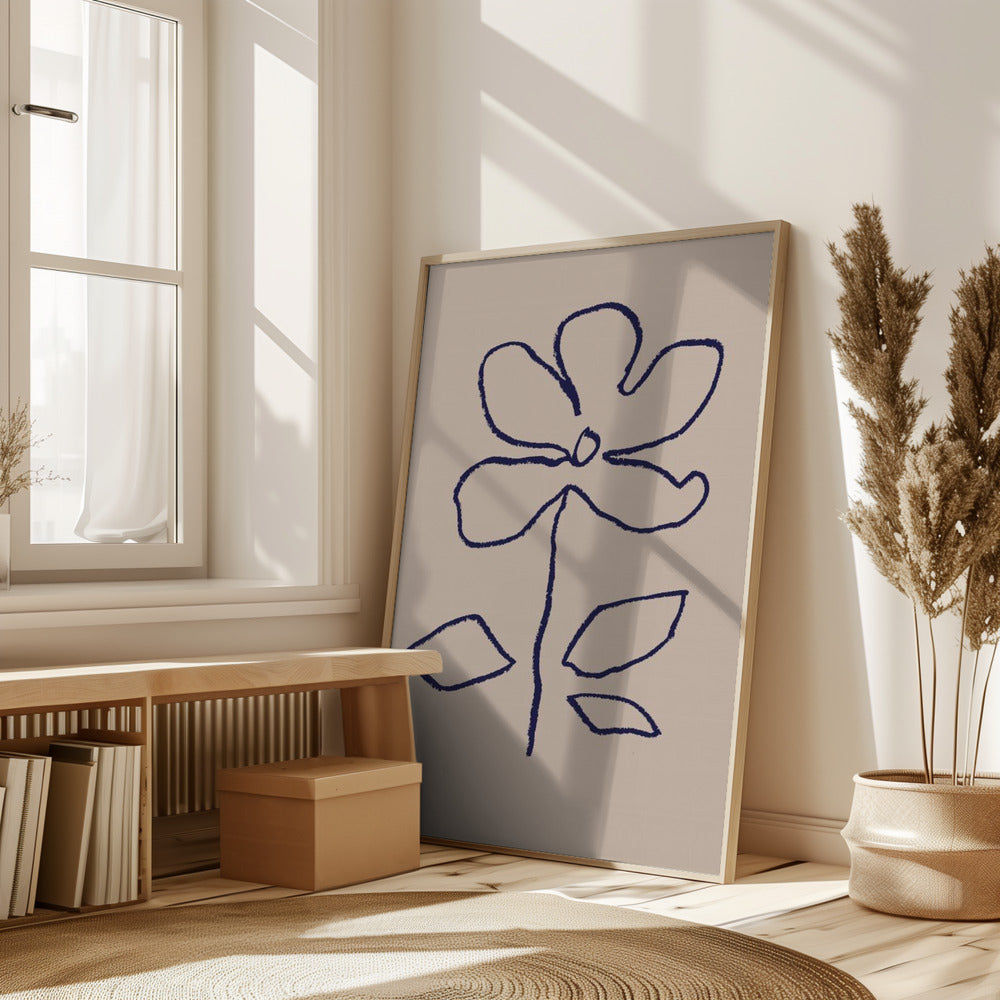 Oil Pastel Flower Blue Poster