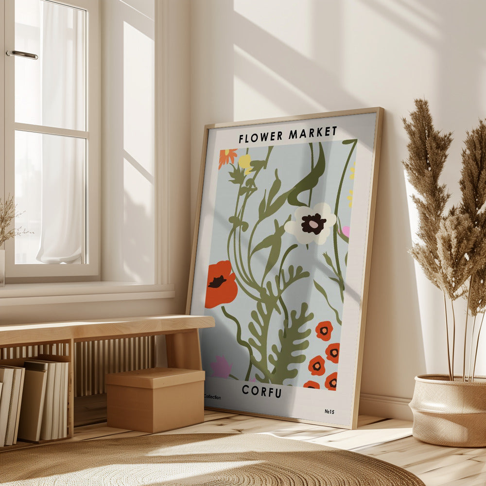 Flower Market Corfu Poster