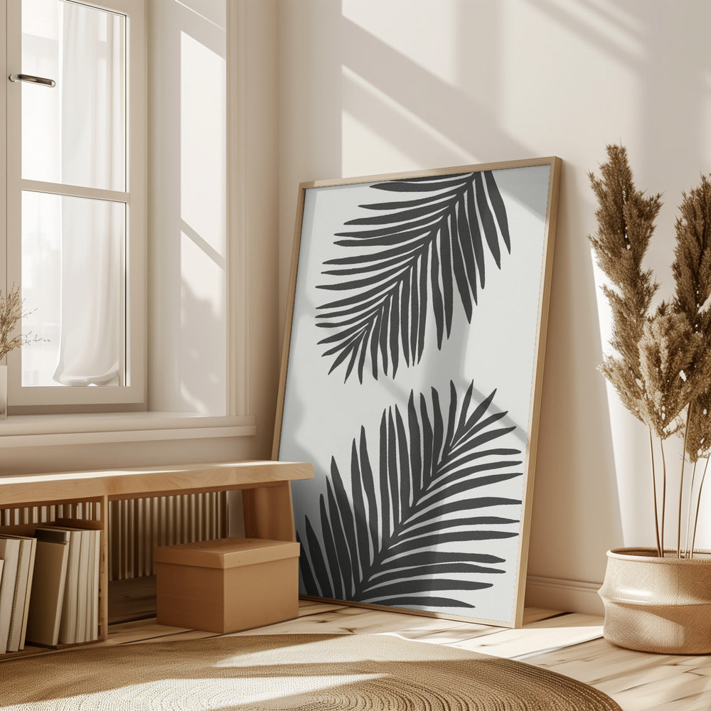 PALM LEAF 12 GRAPHITE GRAY Poster