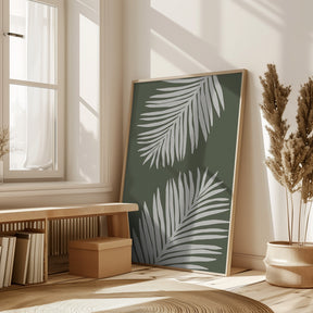 PALM LEAF 06 GREEN WHITE Poster