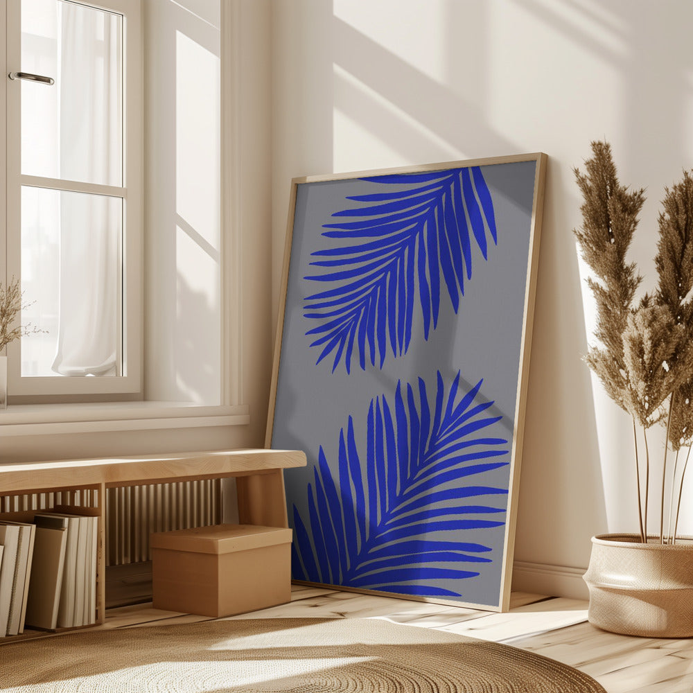 PALM LEAF 02 SOFT GRAY Poster