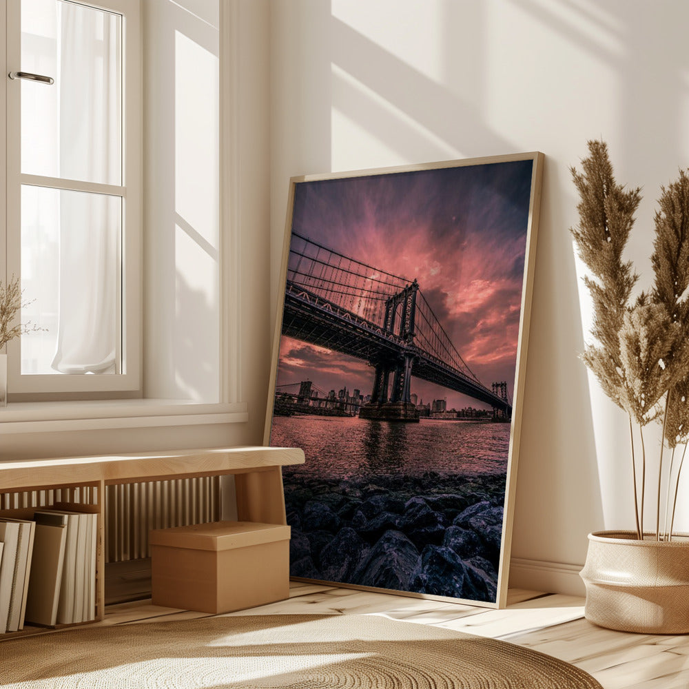 Manhattan Bridge Wide Angle Poster