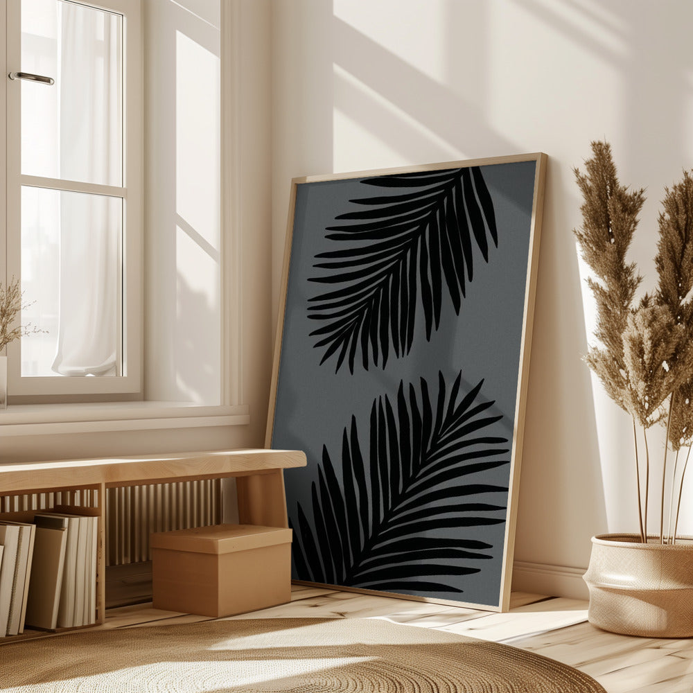 Palm Leaf Gray 02 Poster