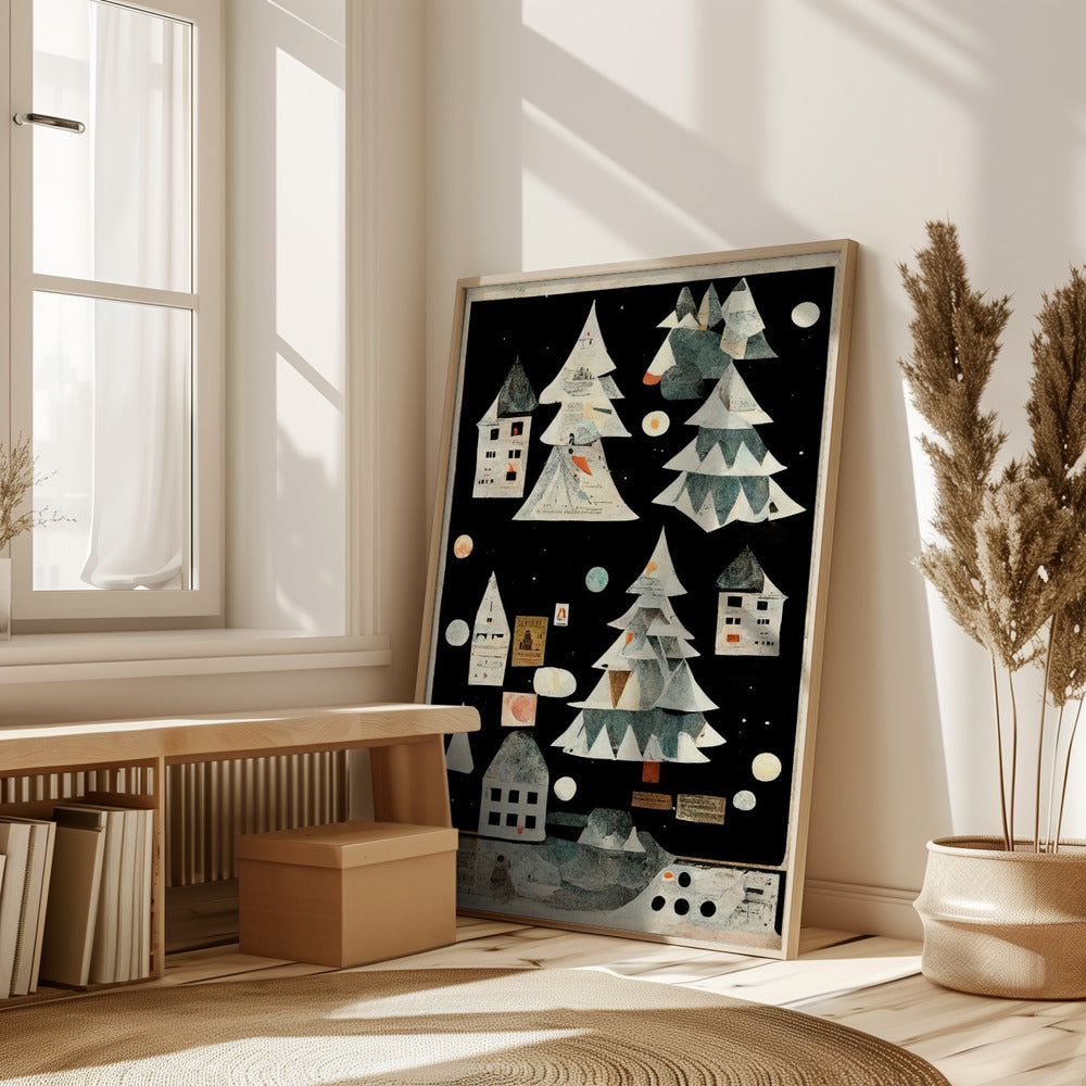 A Paper Village At Night Poster