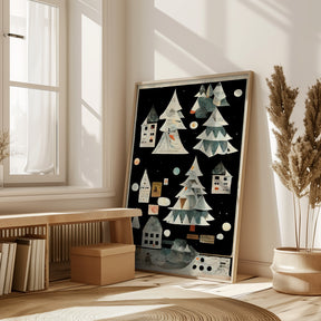 A Paper Village At Night Poster