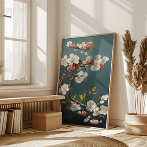 White Cherry Blossoms Poster