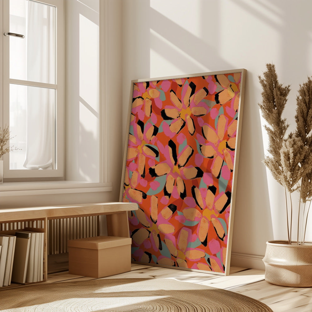 Yellow Flower Pattern Poster