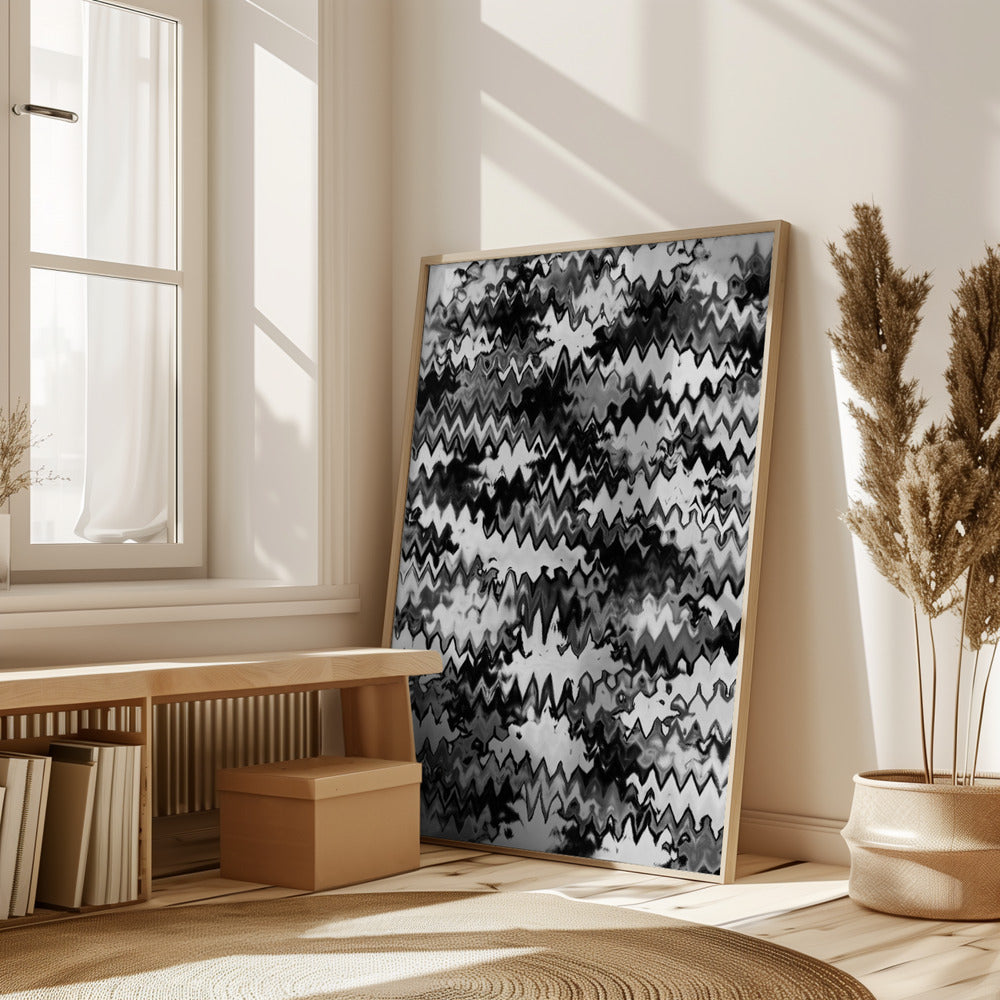 Black And White Zig Zag Pattern Poster