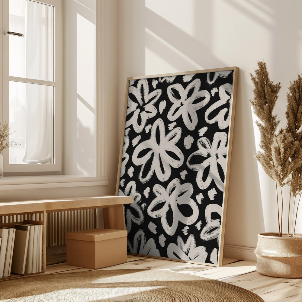 Giant Beige Flower Pattern Poster