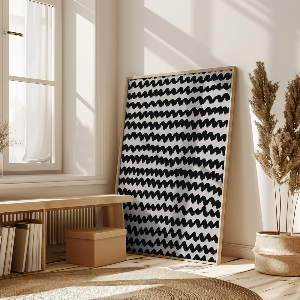 Simple Black ZigZag Pattern Poster