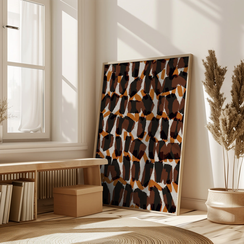 Brown Orange Brush Strokes Poster