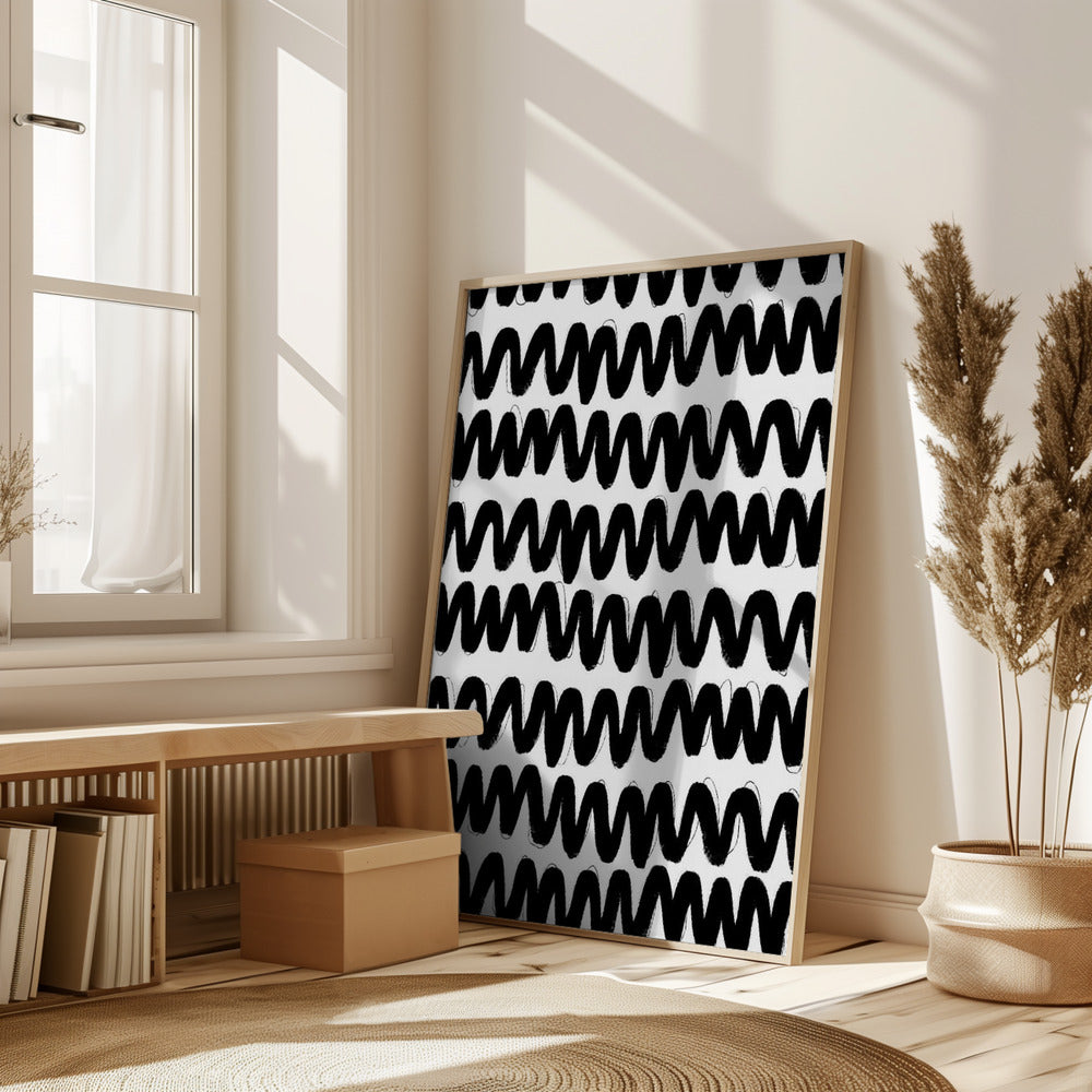 Black Zig Zag Pattern Poster