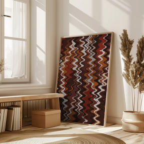 Red Earthy Waves Pattern Poster