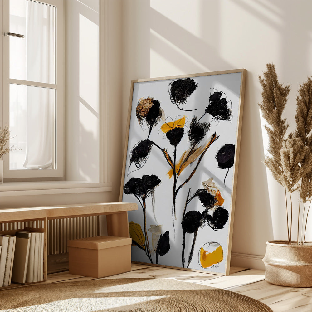 Black Dry Flowers Poster